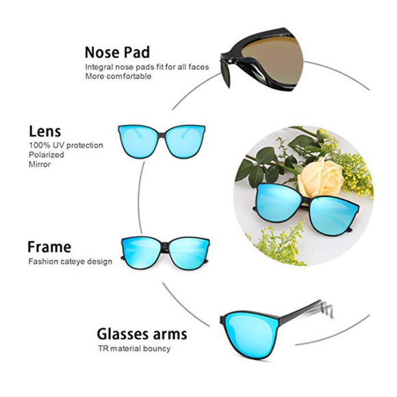 Cat Eyes Sunglasses for Women, Polarized Oversized - Picture 3 of 3